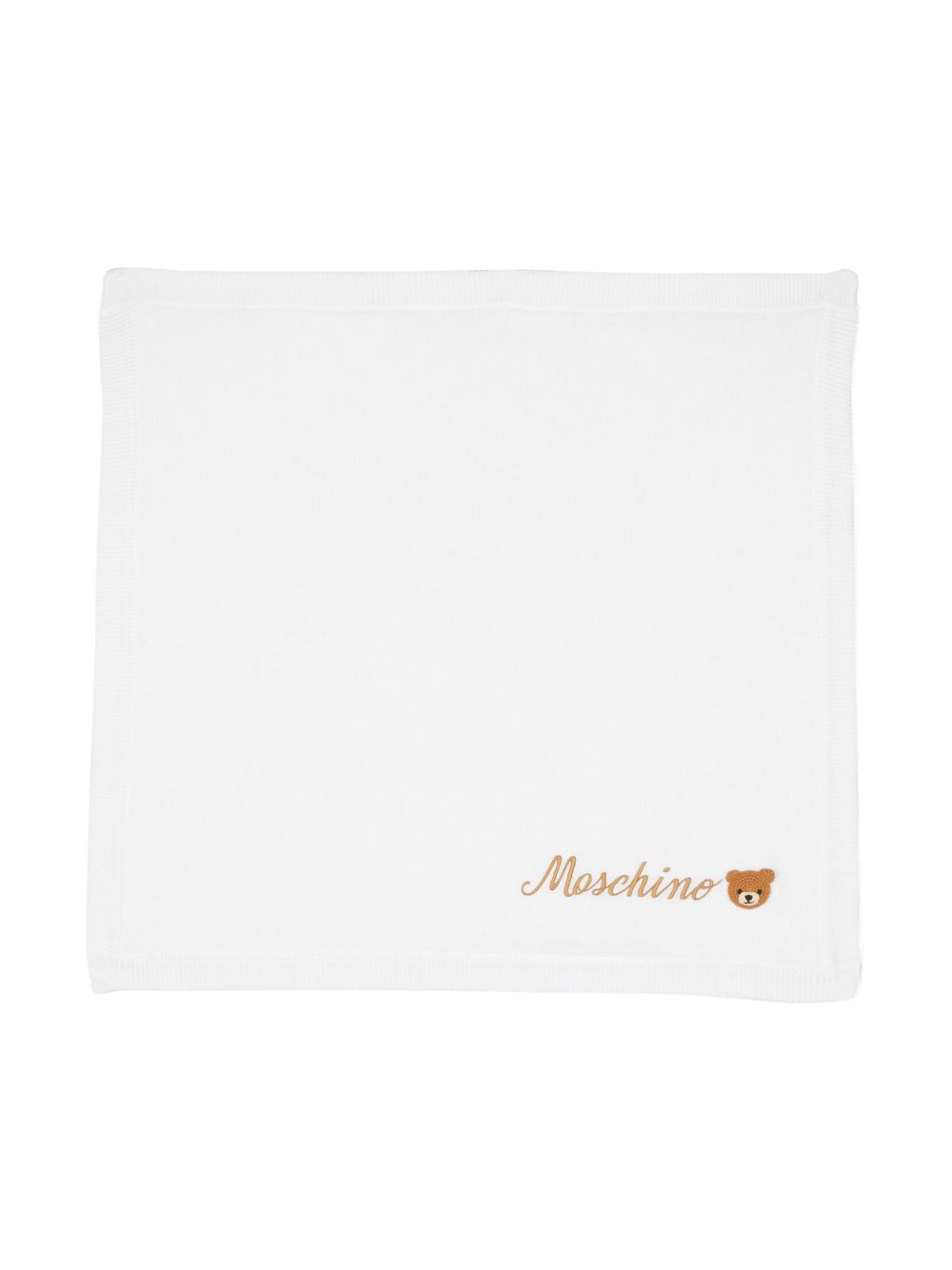 Moschino Kids teddy bear-patch knitted blanket - White