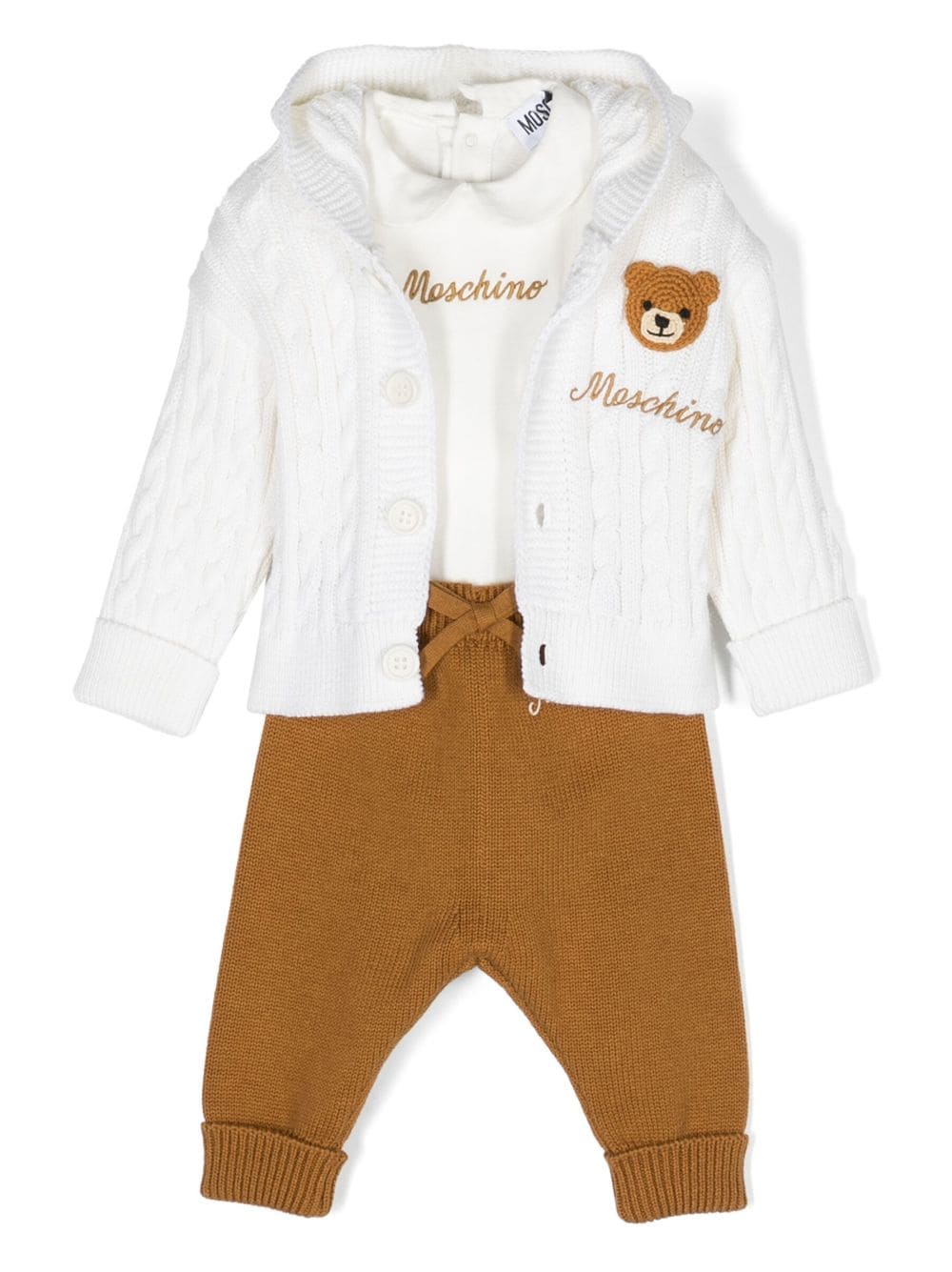 Moschino Babies' Embroidered-logo Three-piece Set In White