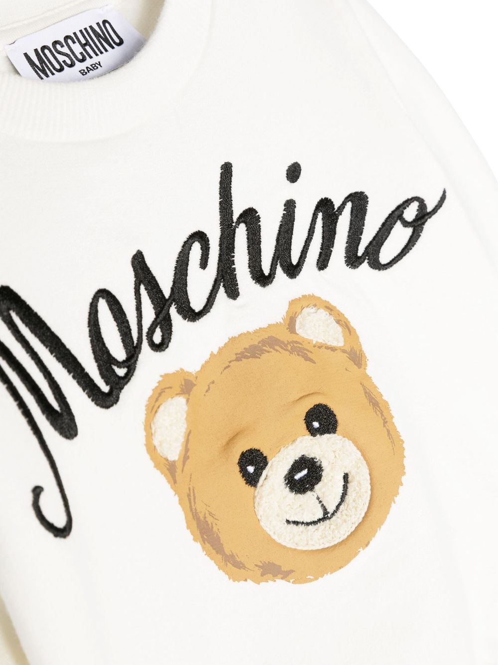 Shop Moschino Embroidered-logo Cotton Sweatshirt In White