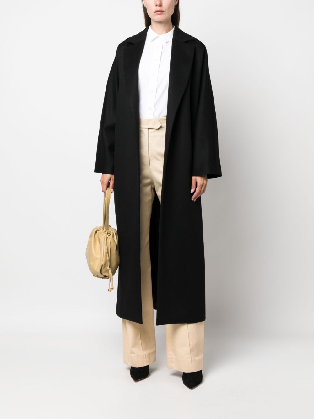 Kiton belted-waist silk-cashmere coat - Zwart