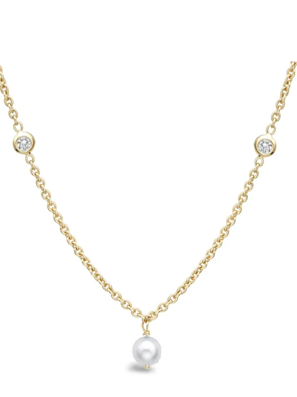 18kt yellow gold Sundance diamond and pearl necklace