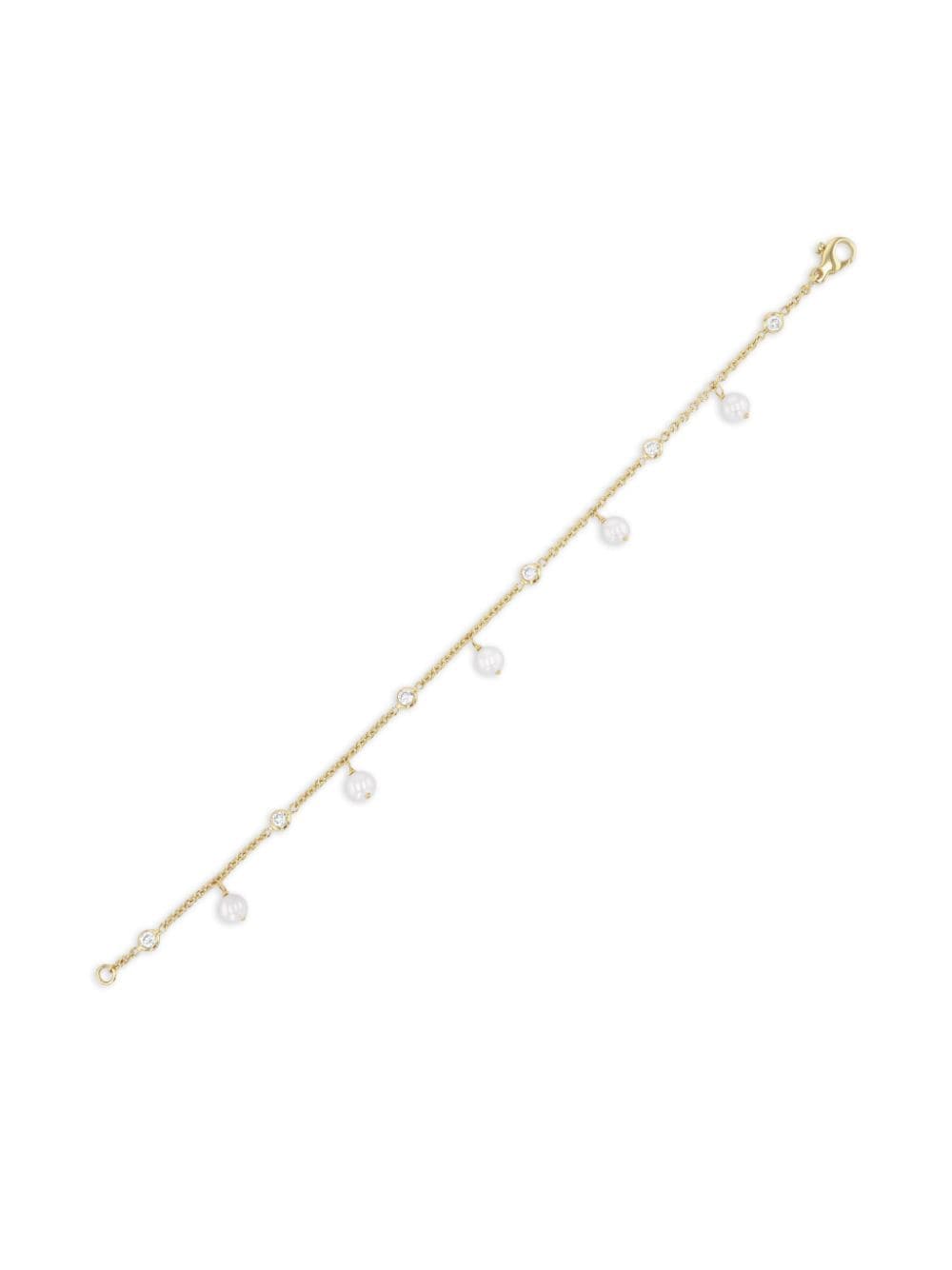Shop Pragnell 18kt Yellow Gold Pearl And Diamond Bracelet