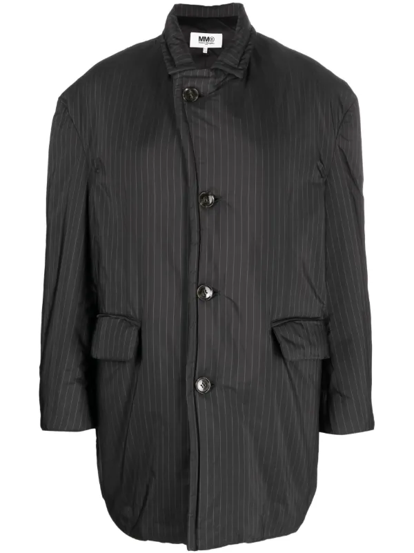 MM6 Maison Margiela Pinstripe Button-fastening Jacket in Black