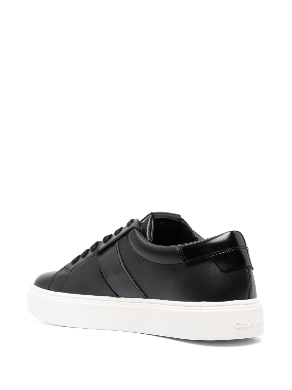 Shop Calvin Klein Leather Low-top Sneakers In Black