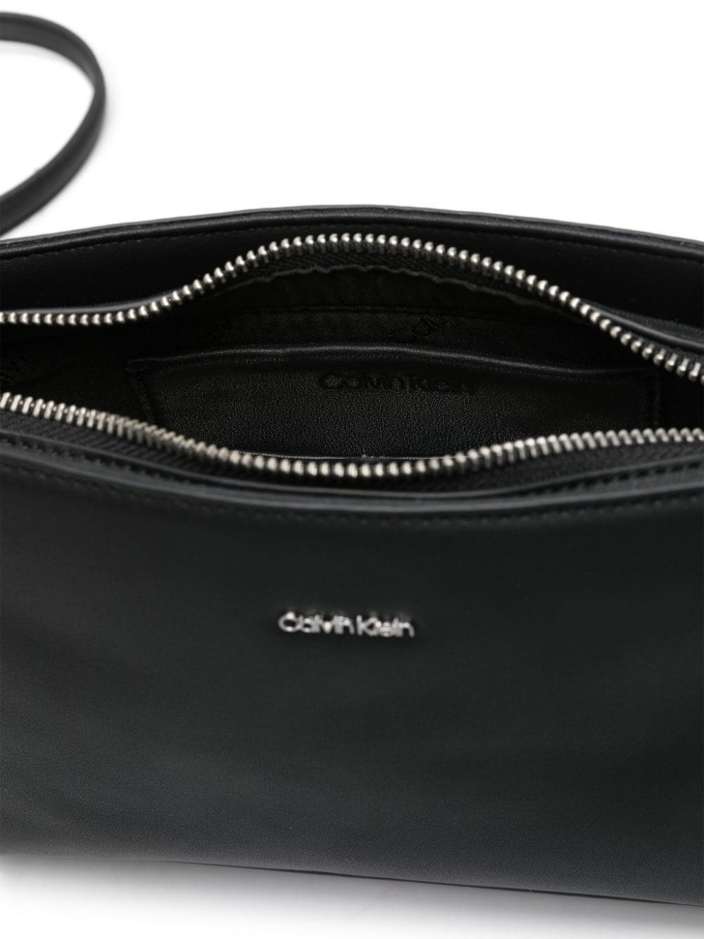 Shop Calvin Klein Logo-lettering Faux-leather Crossbody Bag In Black