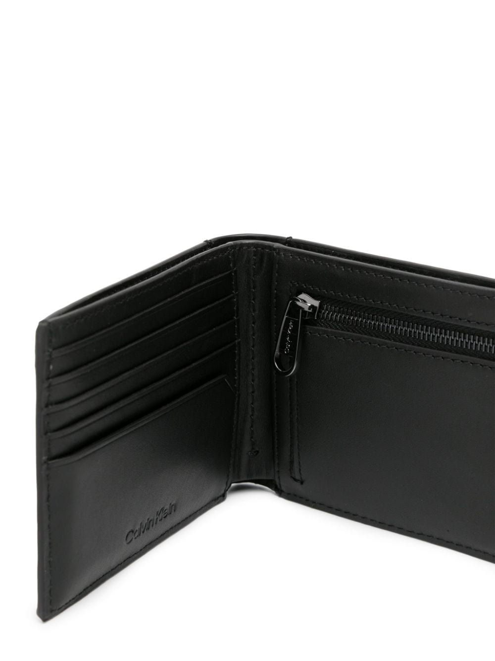 Shop Calvin Klein Logo-plaque Bi-fold Leather Wallet In Black