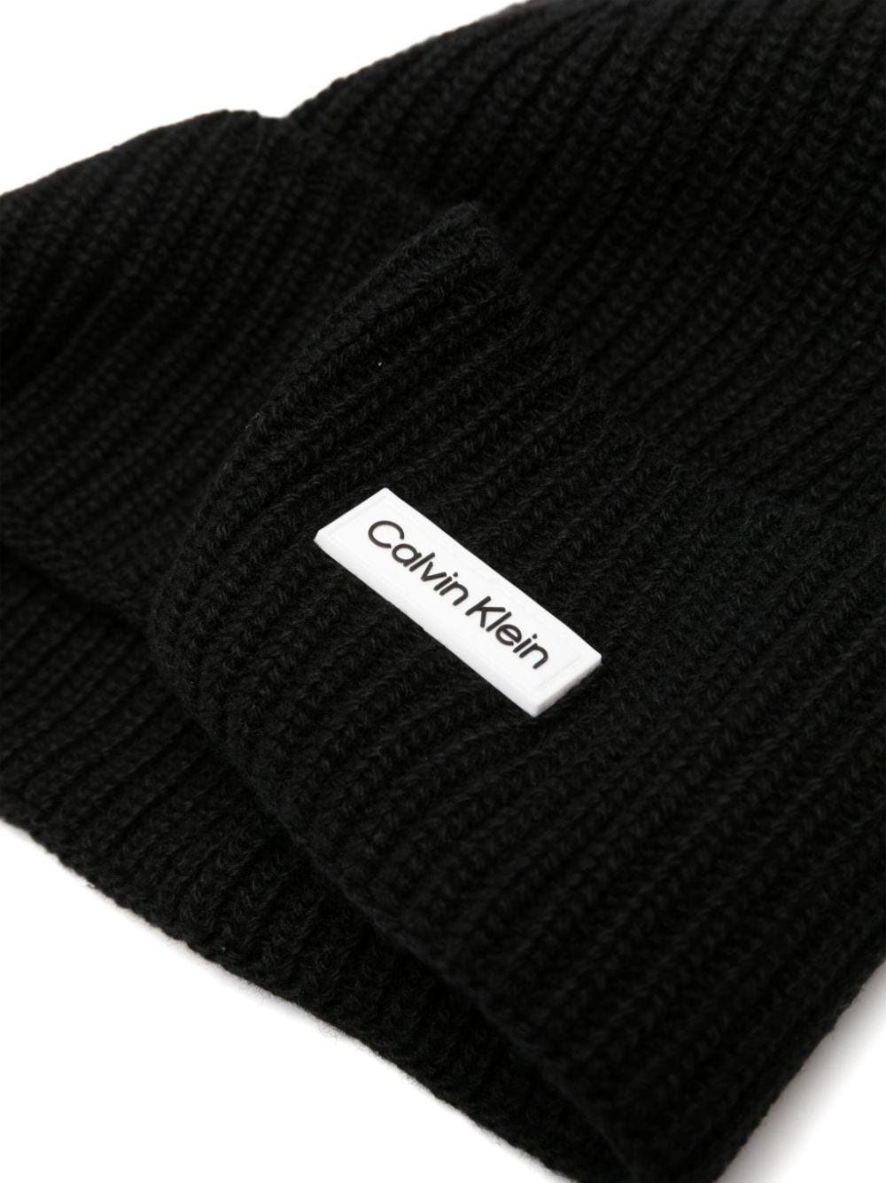 Shop Calvin Klein Essential Logo-patch Beanie In Black