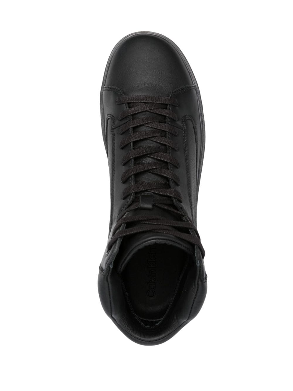 Shop Calvin Klein Lace-up Leather Sneakers In Schwarz