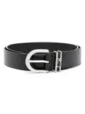 Calvin Klein debossed logo-print leather belt - Black