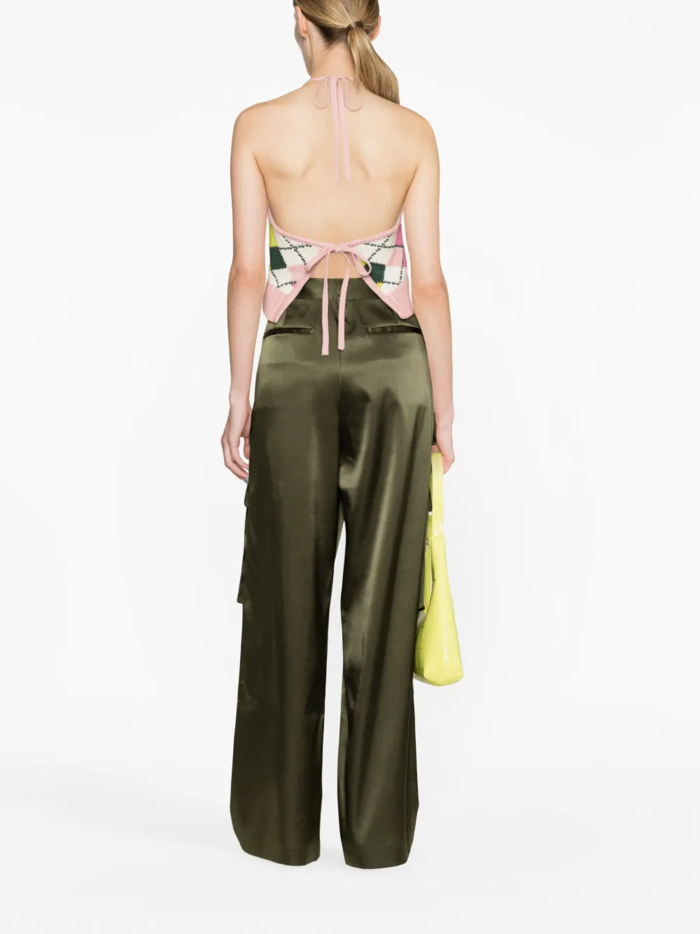  Ganni Argyle-check Crop Top - Pink 