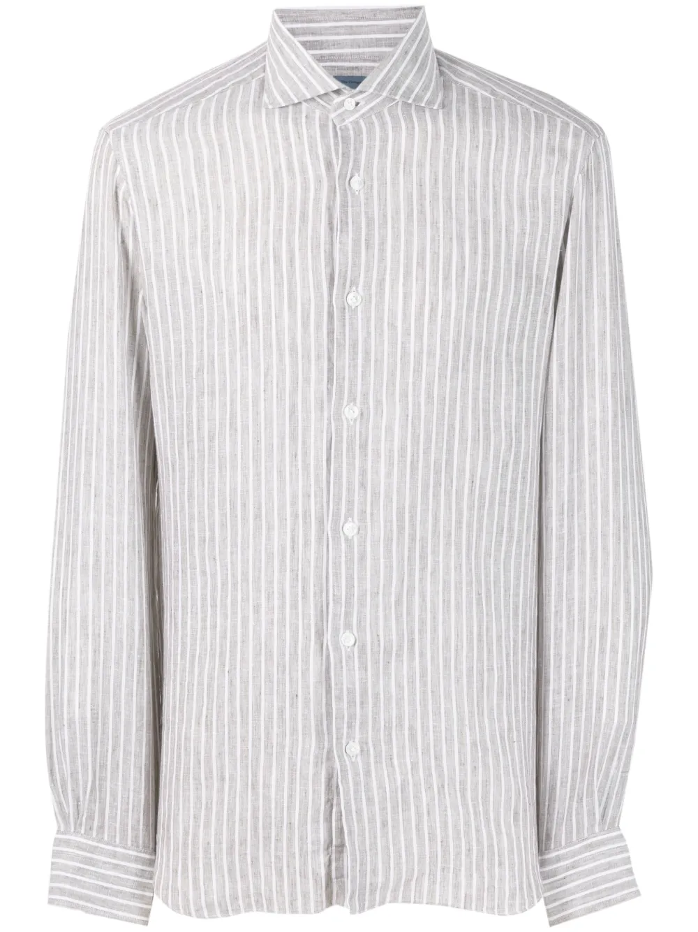 Barba Vertical Striped Cotton Shirt In Neutrals