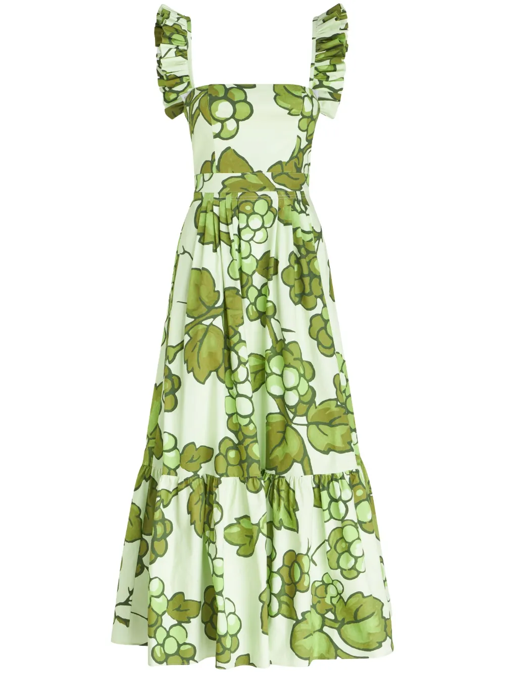 Etro Ruffled Graphic-print Dress In Green