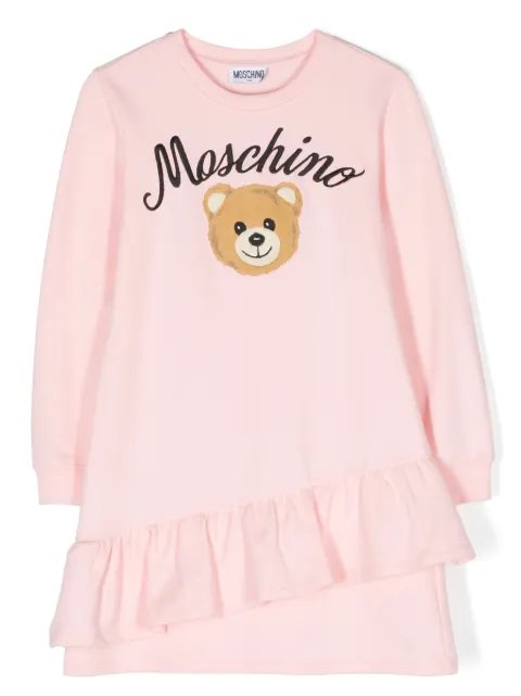 Moschino Kids logo-embroidered ruffle dress