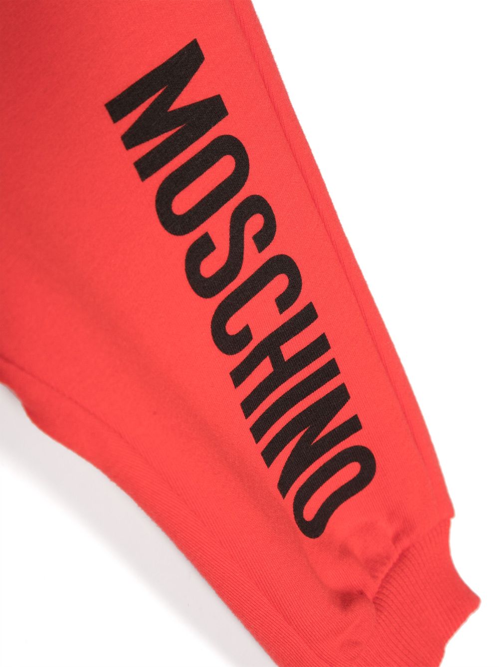 Shop Moschino Logo-print Stretch-cotton Track Pants In Red