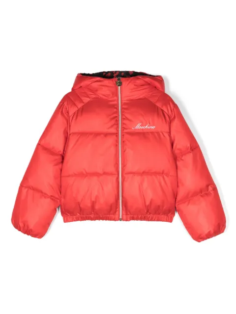 Moschino Kids пуховик с вышитым логотипом