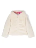 Moschino Kids hooded faux-fur jacket - White