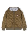 Moschino Kids Teddy Bear-patch quilted jacket - Green