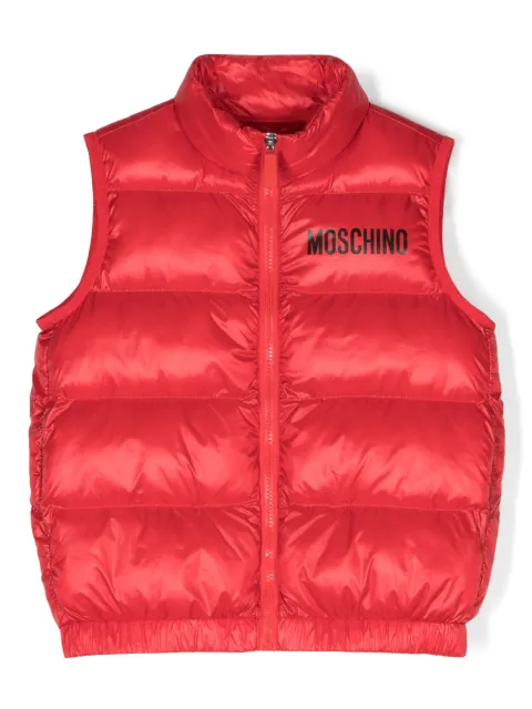 Moschino Kids gilet matelassé à logo imprimé