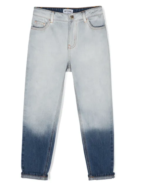 Moschino Kids two-tone tapered jeans