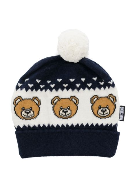 Moschino Kids intarsia-logo knitted hat