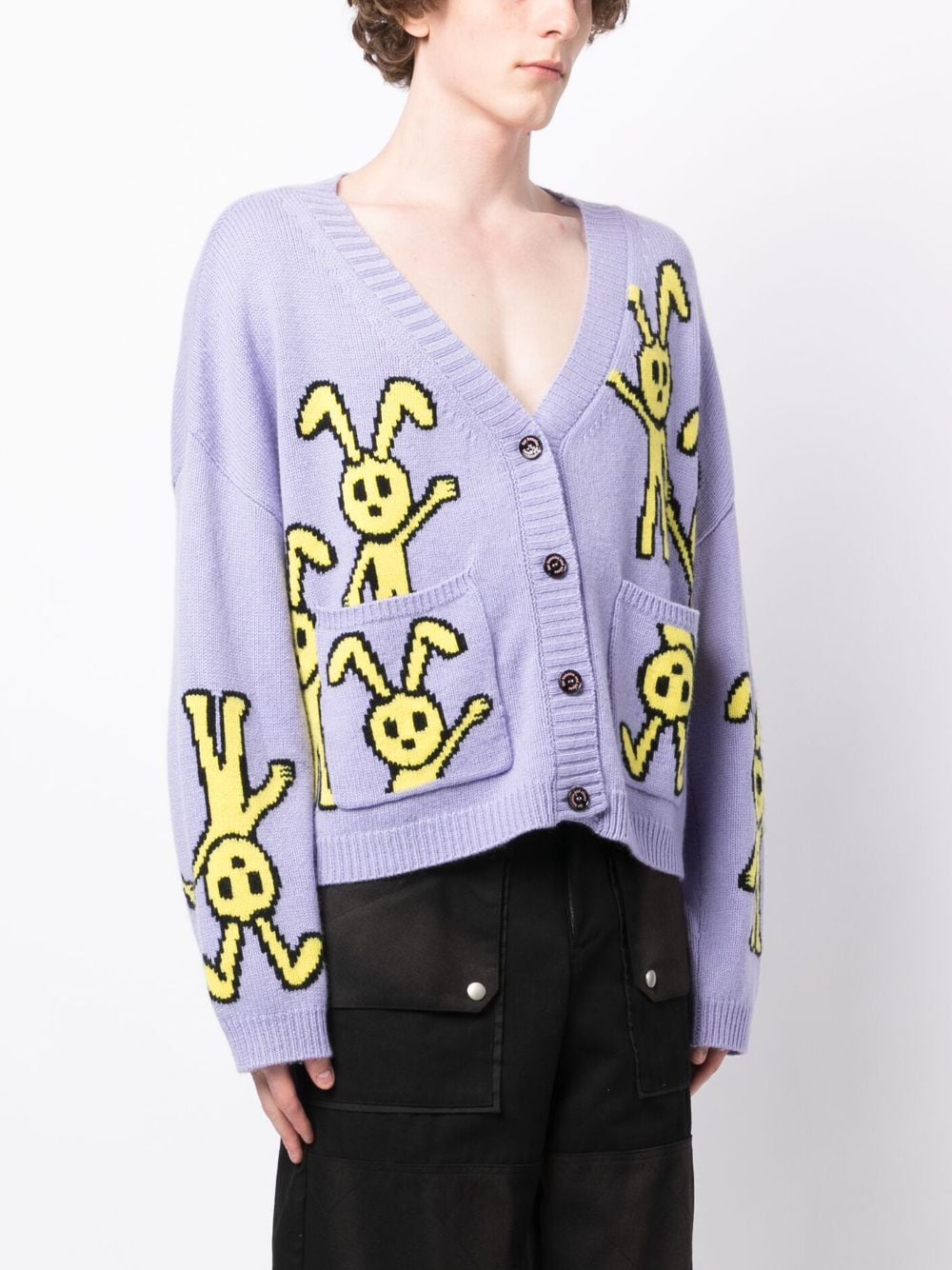 Shop Natasha Zinko Logo-print V-neck Cardigan In Purple