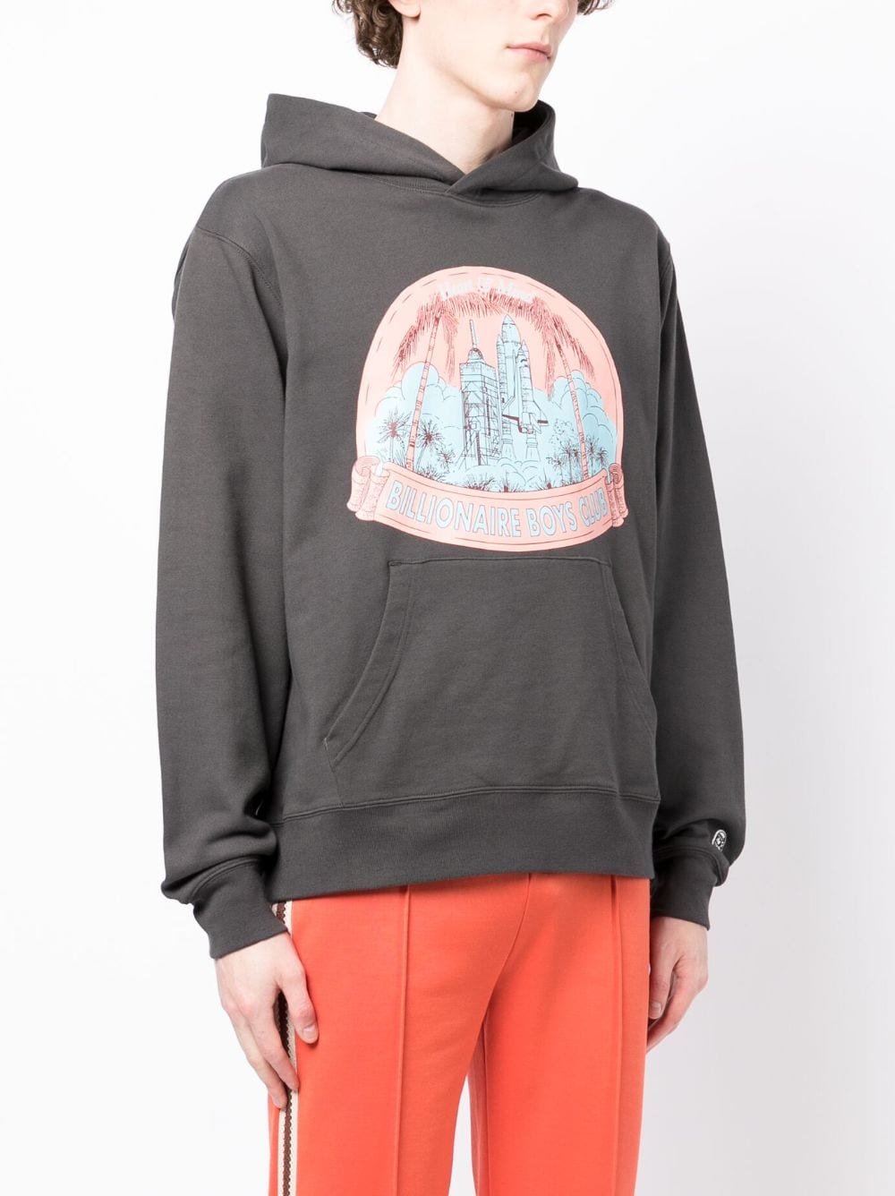 Shop Billionaire Boys Club Graphic-print Cotton Hoodie In Grey