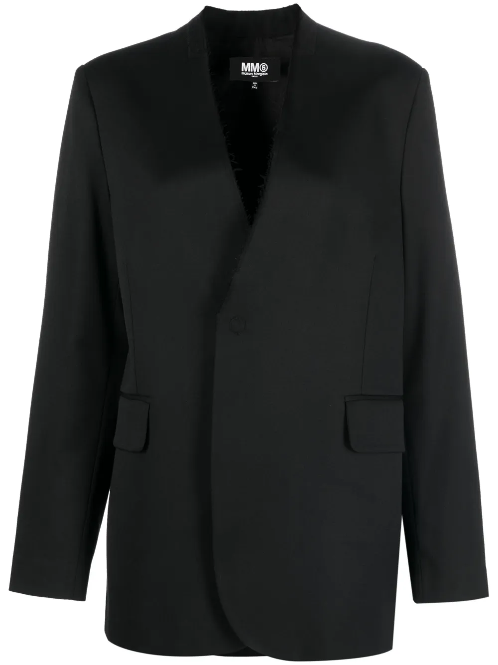 collarless single-breasted blazer