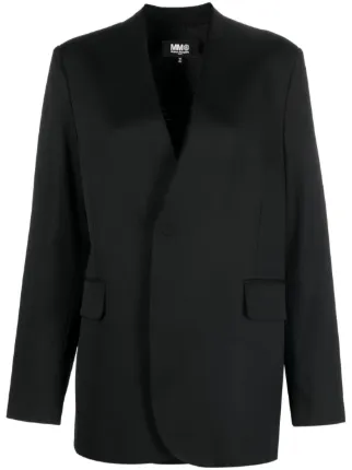MM6 Maison Margiela ノーカラー シングルジャケット | ブラック