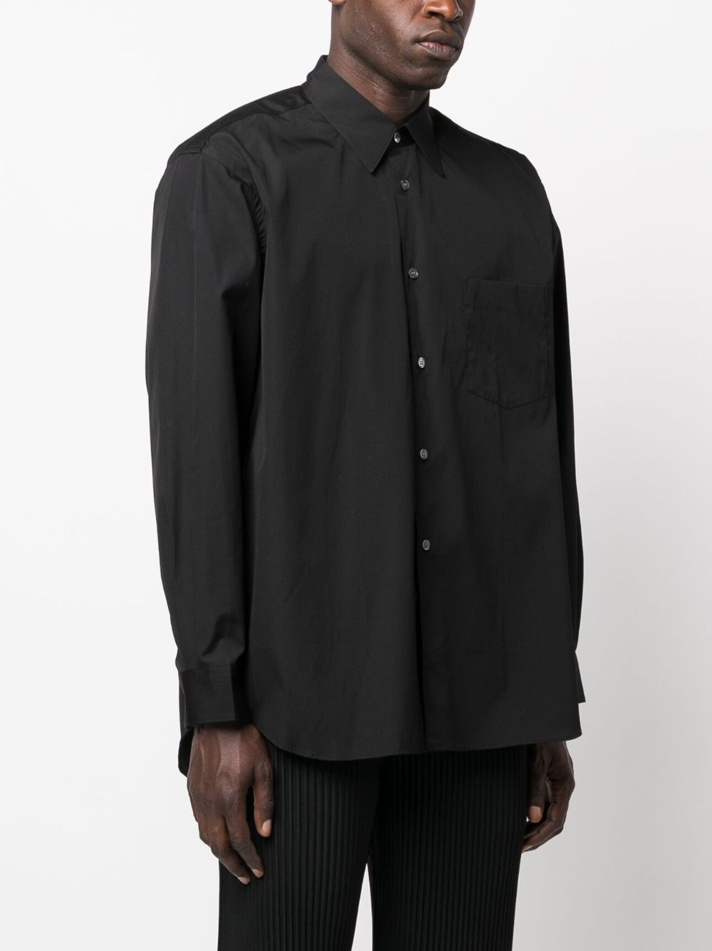 Shop Comme Des Garçons Shirt Button-up Cotton Shirt In Black