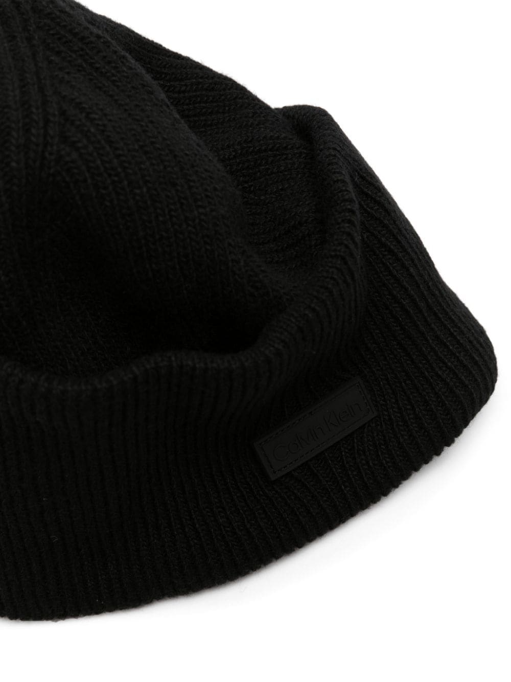 Shop Calvin Klein Essential Logo-patch Beanie In Black