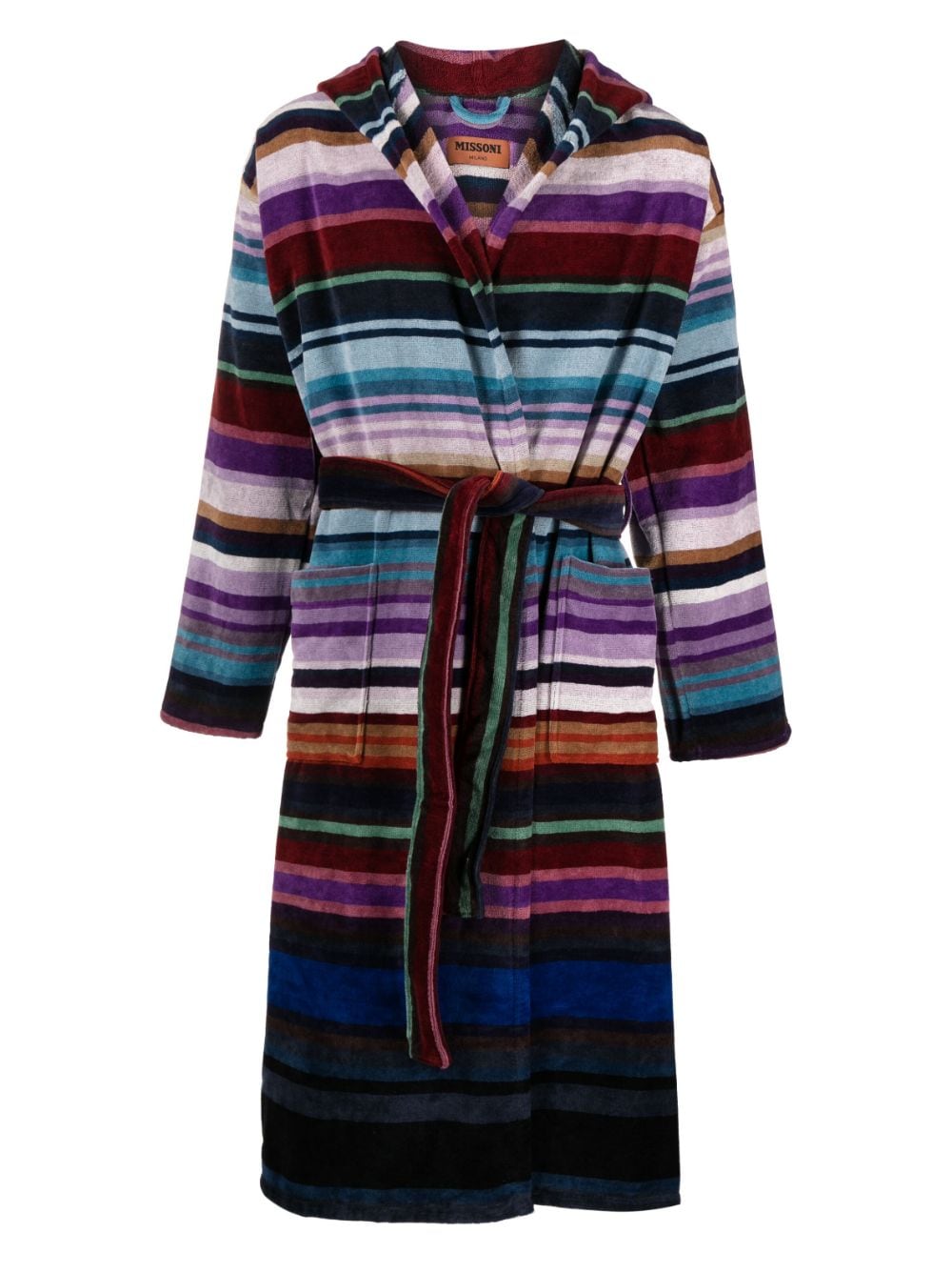 Jazz multi-way stripe-pattern bathrobe