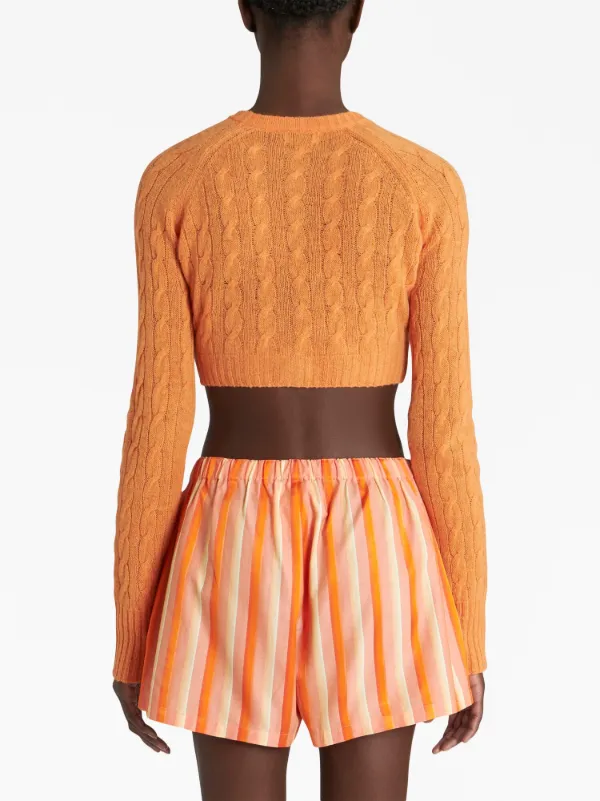 コート ETRO KNITWEAR CARDIGAN ETRO cable-knit Cropped Cardigan | Orange | FARFETCH