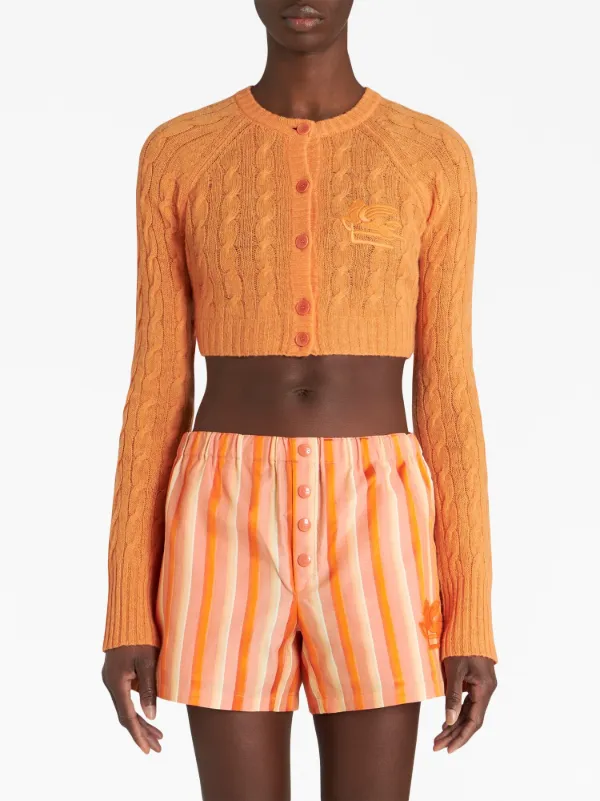 ETRO cable-knit Cropped Cardigan | Orange | FARFETCH