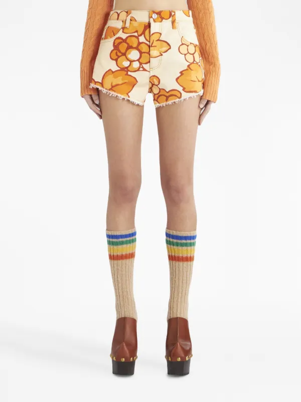 ETRO Berry-print Denim Shorts | Orange | FARFETCH GE