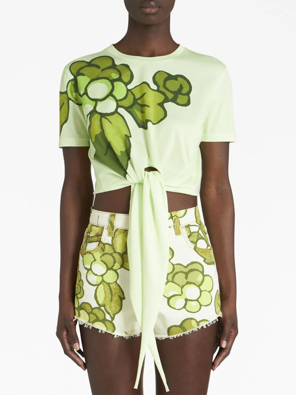 ETRO Berry-print knotted T-shirt - Groen
