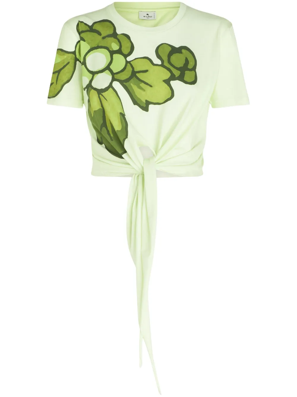 Etro Berry-print Knotted T-shirt In Green