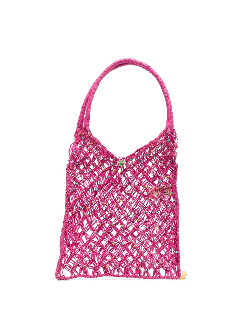 MADE FOR A WOMAN beaded straw net bag - Pink