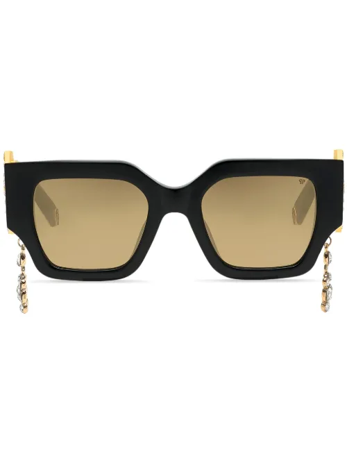 Lunettes de soleil carrées à plaque logo - Philipp Plein Eyewear - Modalova