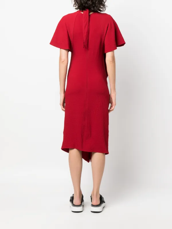 Red short sleeve best sale midi dress
