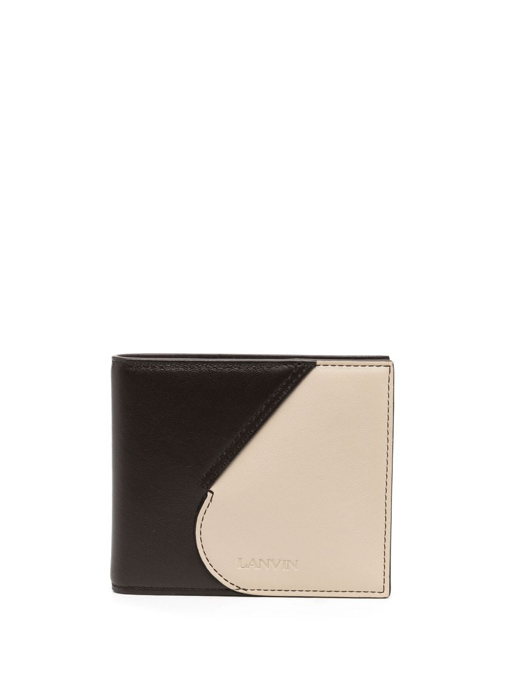 Shop Lanvin Two-tone Leather Bifold Wallet In Brown