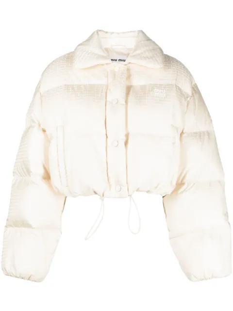 Miu Miu logo-print cropped puffer jacket