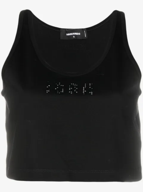 DSQUARED2 Icon rhinestone-embellished cotton crop top