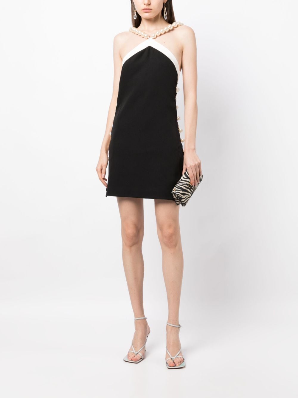 Shop Patbo Pearl-embellished Sleeveless Dress In Black