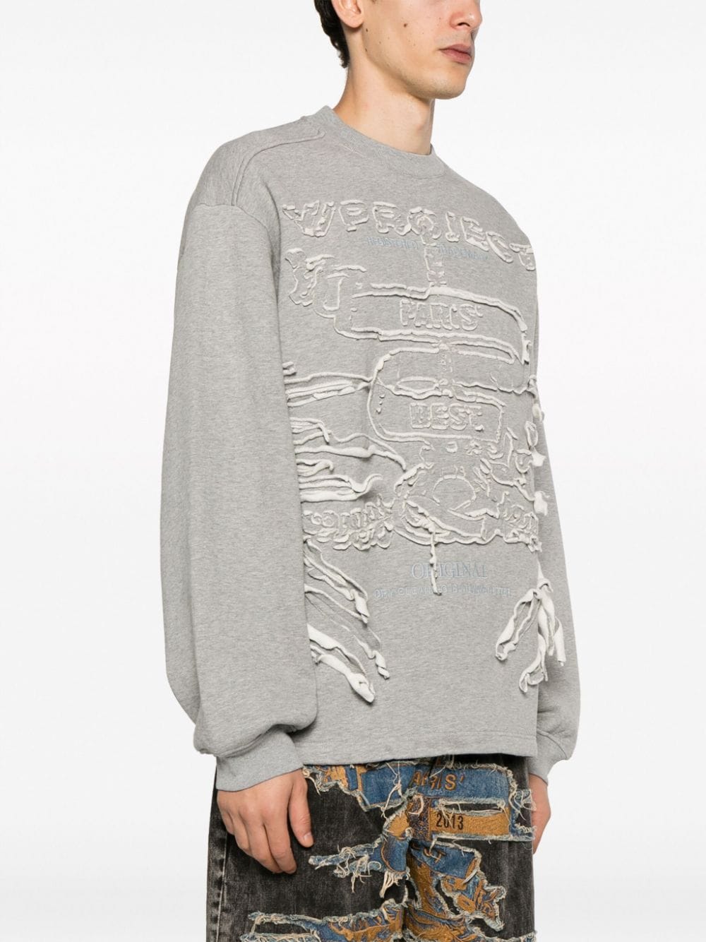 Shop Y/project Paris' Best Distressed Cotton Sweatshirt In Grey