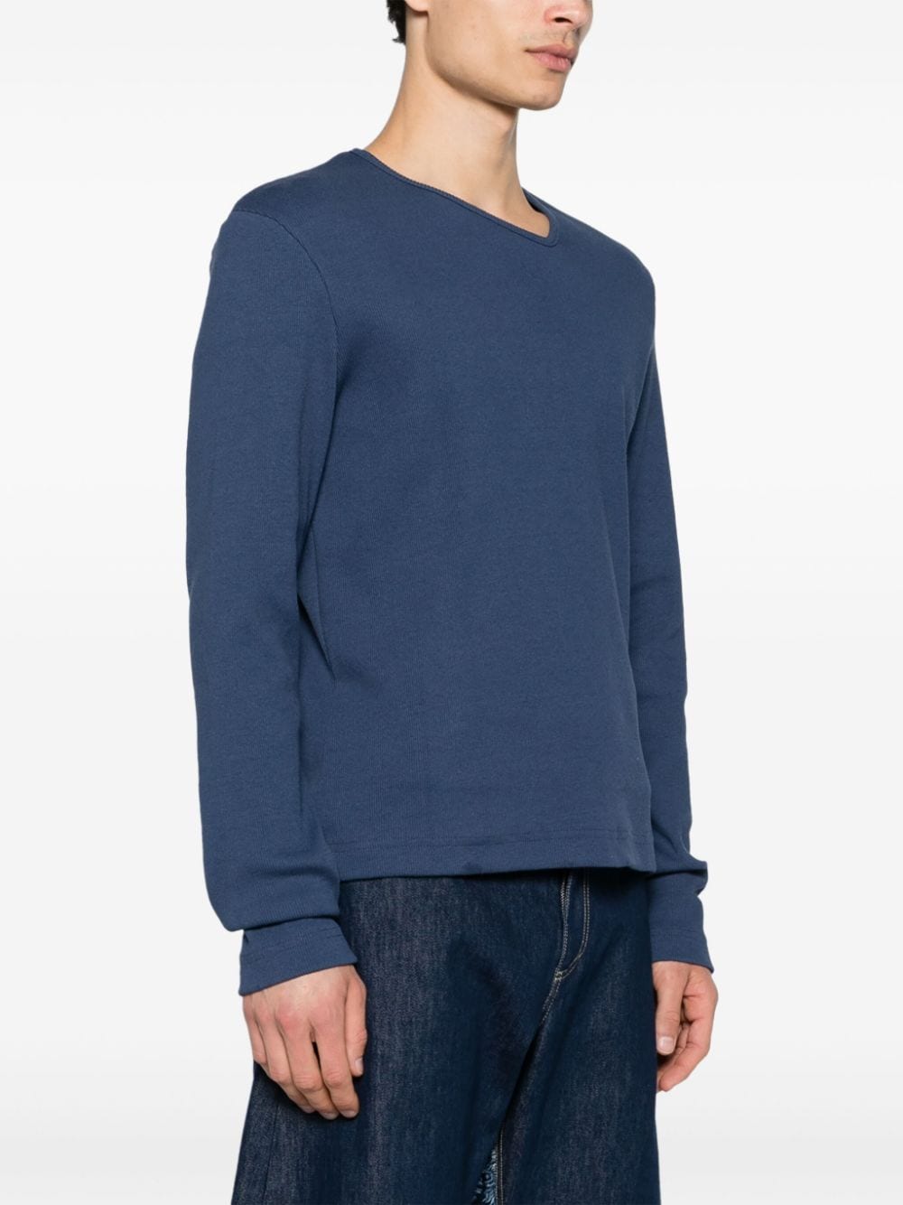Shop Bianca Saunders Asymmetric-neck Cotton T-shirt In Blue