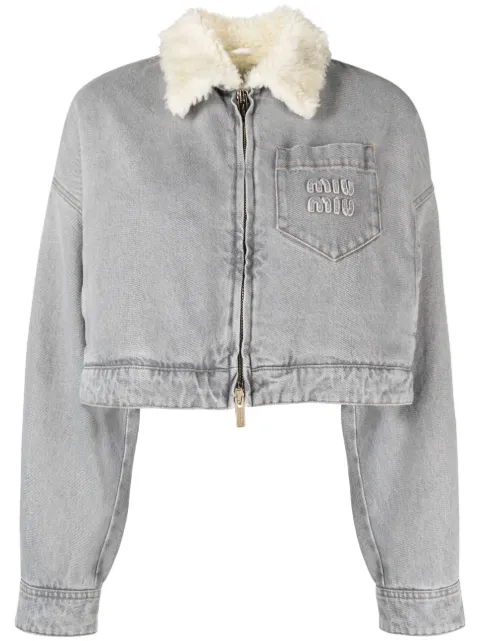 Miu Miu faux shearling-trim denim jacket
