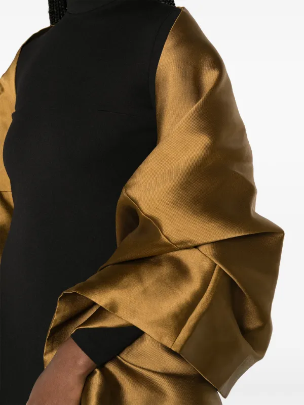 関税込【SOLACE LONDON】The Lyana Maxi Dress in Gold Black SOLACE LONDON Lyana draped satin-twill and stretch-crepe