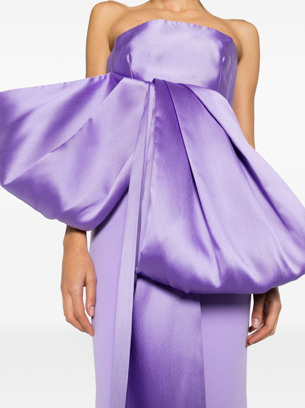 Shop Solace London The Maeve Bow-embellished Gown In Violett