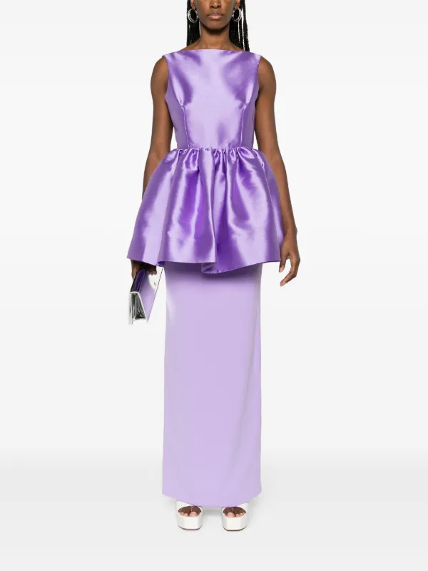 Solace London Alda Peplum-Skirt Maxi Dress - Purple