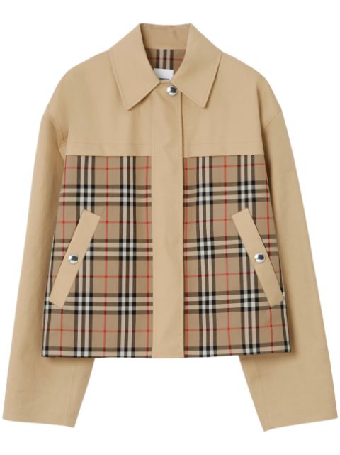 Burberry check-panel cotton jacket